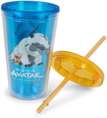 אווטרה בידור סוריאליסטית: גביע ה- Airbender Aang ו- Appa Curnival האחרון עם קש | כוס פלסטיק ללא BPA למשקאות קרים,